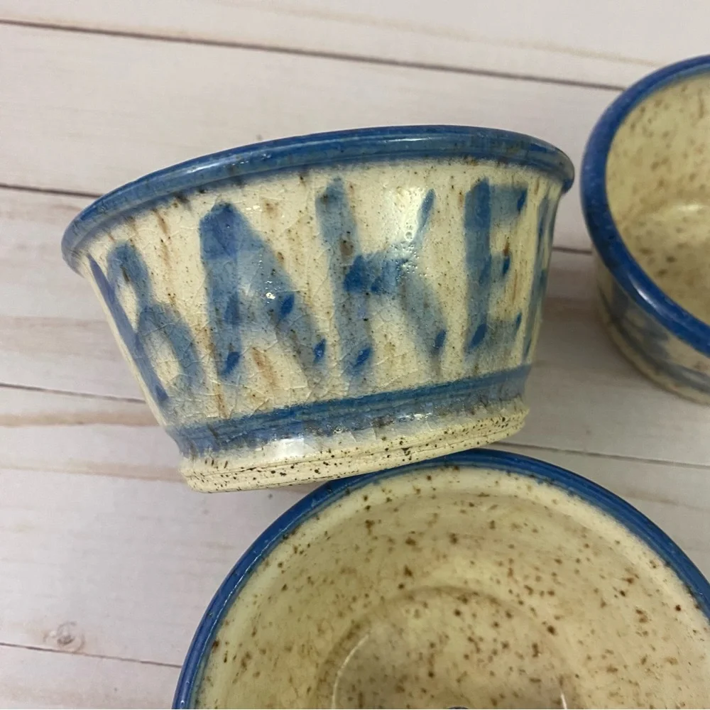 Apple Baker Studio Art Pottery 3 pc Lot Signed Speckled
